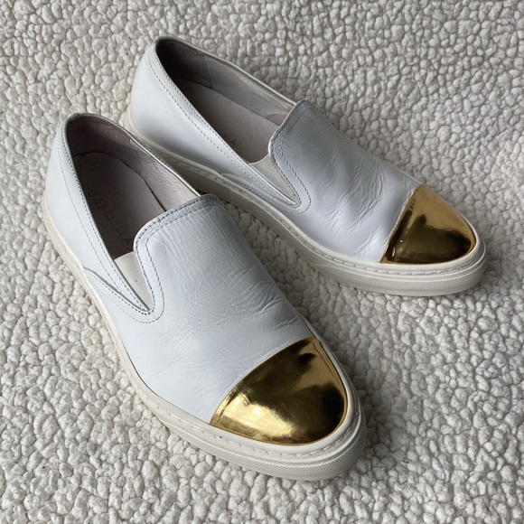 Gabriella Womens’ Gold Toe Leather Slip-on Sneakers - Picture 2 of 14